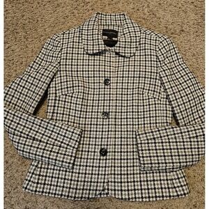 Banana Republic Wool Blazer Womens 2 Suit Jacket White Black Lined  Classy